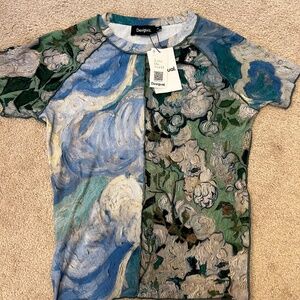 NWT Desigual Floral Painted Tee